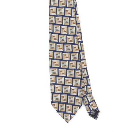 Front Front Detail of Vintage 1990's John Henry Geometric Patterned Tie