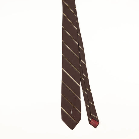 Front of Vintage 1990's Yves Saint Laurent Striped Patterned Tie