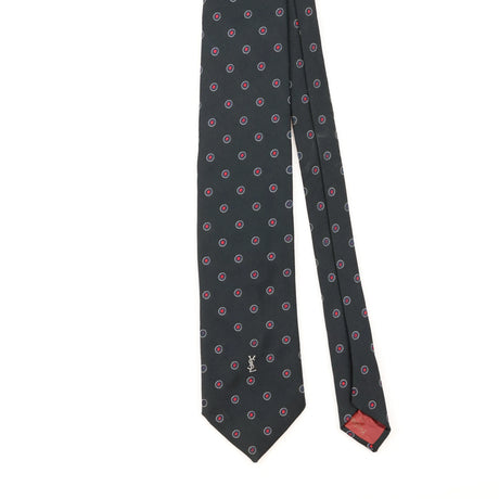 Front Detail of Vintage 1990's Yves Saint Laurent Geometric Patterned Tie