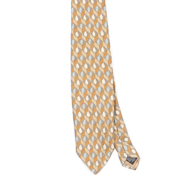 Front Front Detail of Vintage 1990's Croft & Barrow Leaf Geometric Patterned Tie