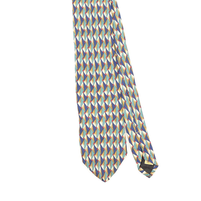 Front Front Detail of Vintage 1990's Ferrell Reed Geometric Patterned Tie