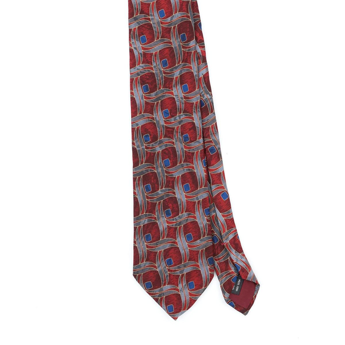 Front Front Detail of Vintage 1990's J.Ferrar Geometric Patterned Tie