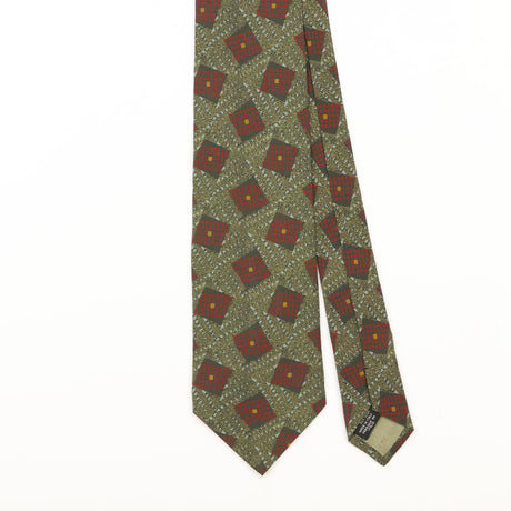 Front Detail of Vintage 1990's Giorgio Armani Geometric Patterned Tie