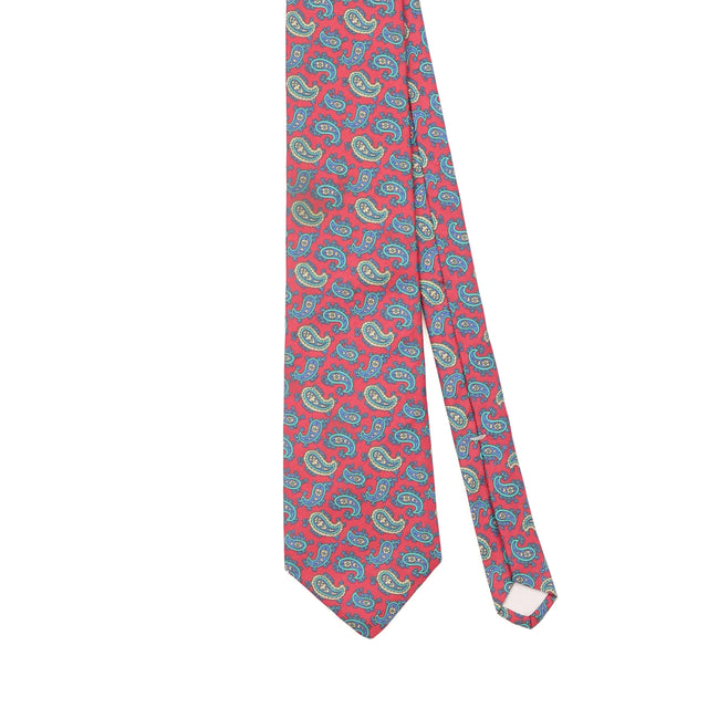 Front Front Detail of Vintage 1990's Mario Valentino Paisley Patterned Tie