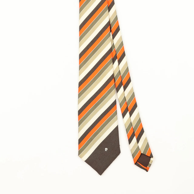 Front Detail of Vintage 1980's Pierre Cardin Striped Patterned Tie