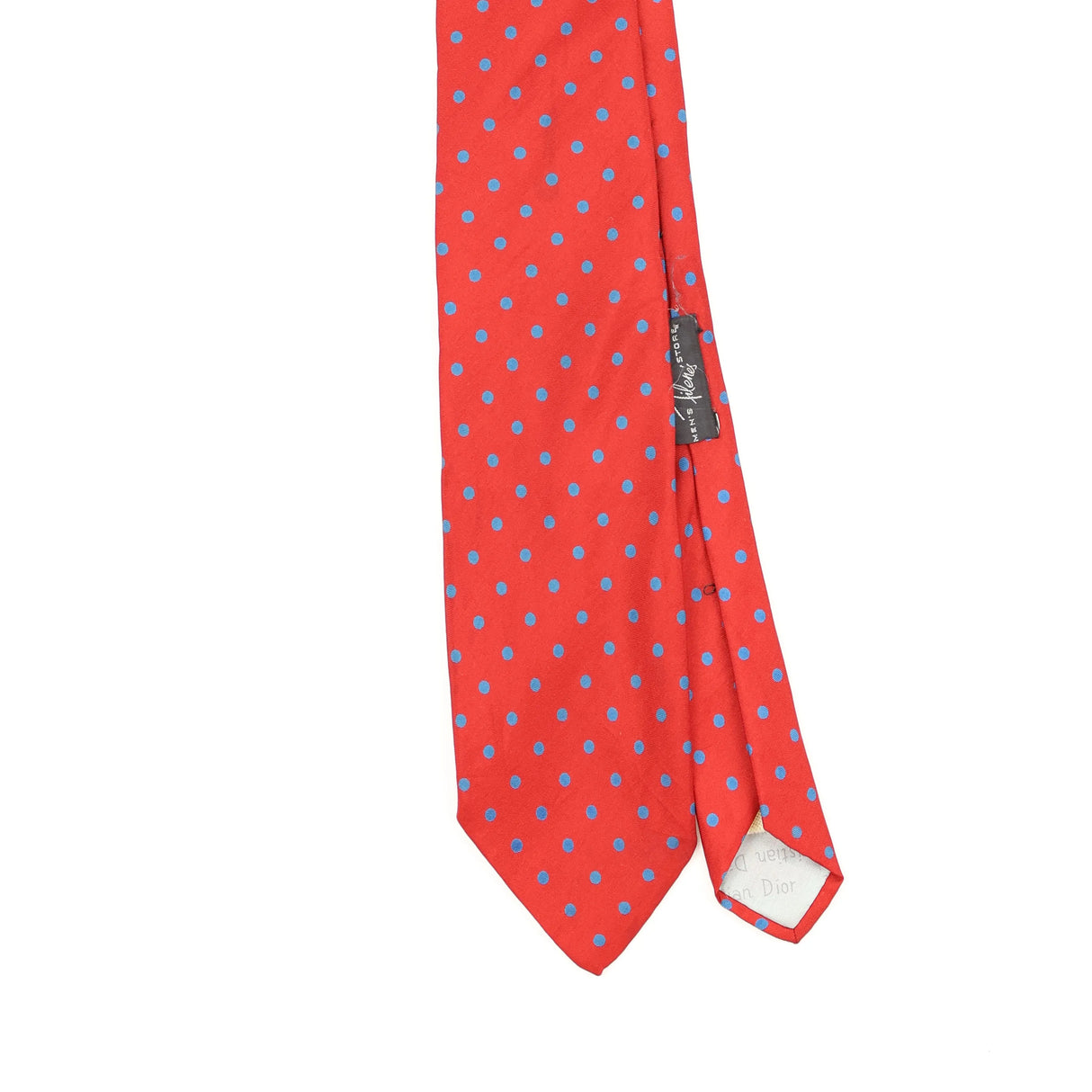 Front Front Detail of Vintage 1990's Christian Dior Polka Dot Patterned Tie