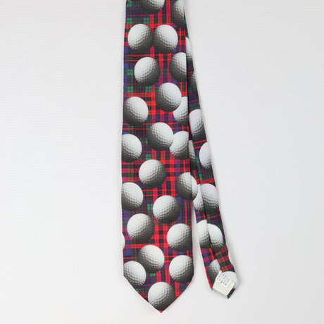 Front of Vintage Golf Ball Check Patterned Tie