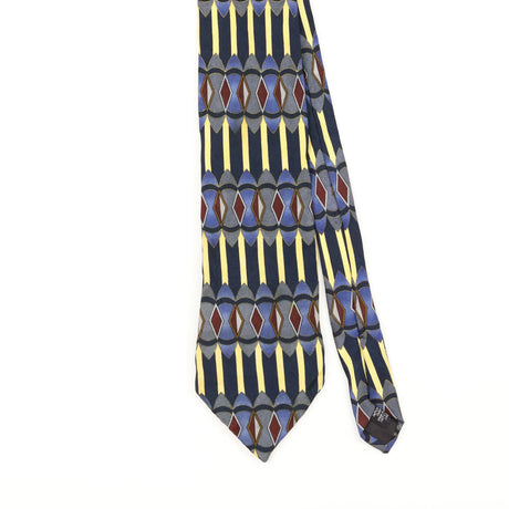 Front Detail of Vintage 1990's Martin Wong Geometric Patterned Tie
