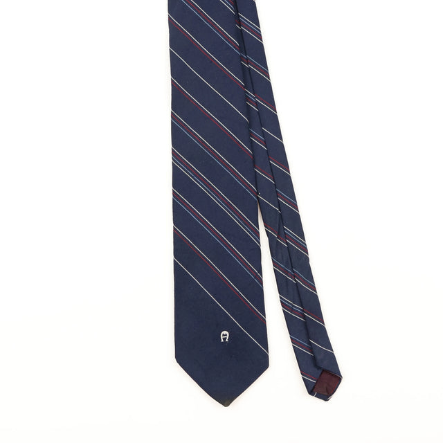Front Detail of Vintage 1990's Etienne Aigner Striped Patterned Tie