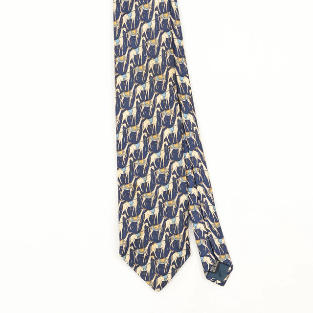 Front Front Detail of Vintage 1990's Jonelle Horses Animal Print Patterned Tie