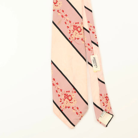 Front Detail of Vintage Striped Floral Patterned Tie