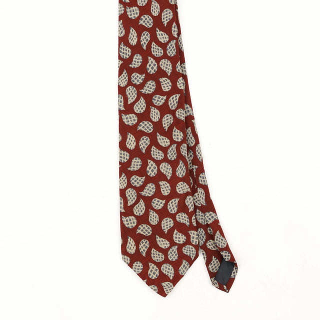Front Front Detail of Vintage 1990's Paisley Patterned Tie