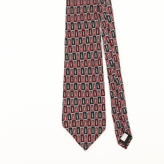 Front Detail of Vintage 1990's Pierre Cardin Geometric Patterned Tie