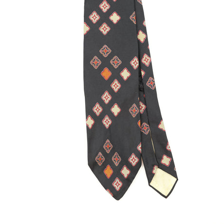 Front Front Detail of Vintage 1980's Christian Dior Geometric Patterned Tie