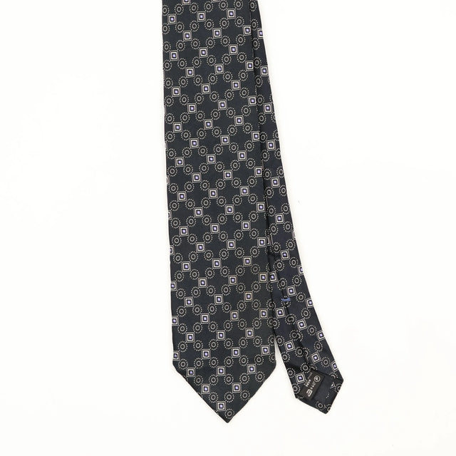 Front Front Detail of Vintage 1990's Ermenegildo Zegna Geometric Patterned Tie