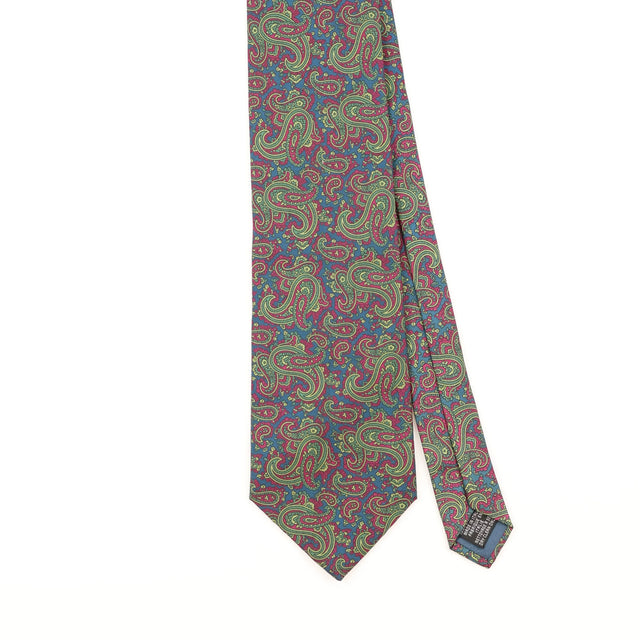 Front Detail of Vintage 1990's Tie Rack Leonardo Sirelli Paisley Patterned Tie