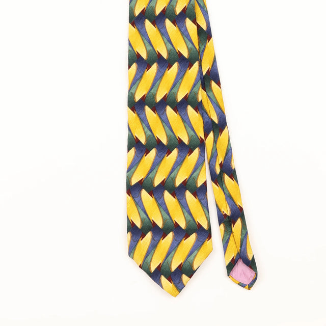 Front Detail of Vintage 1990's Stonehenge Jimmy V Geometric Patterned Tie