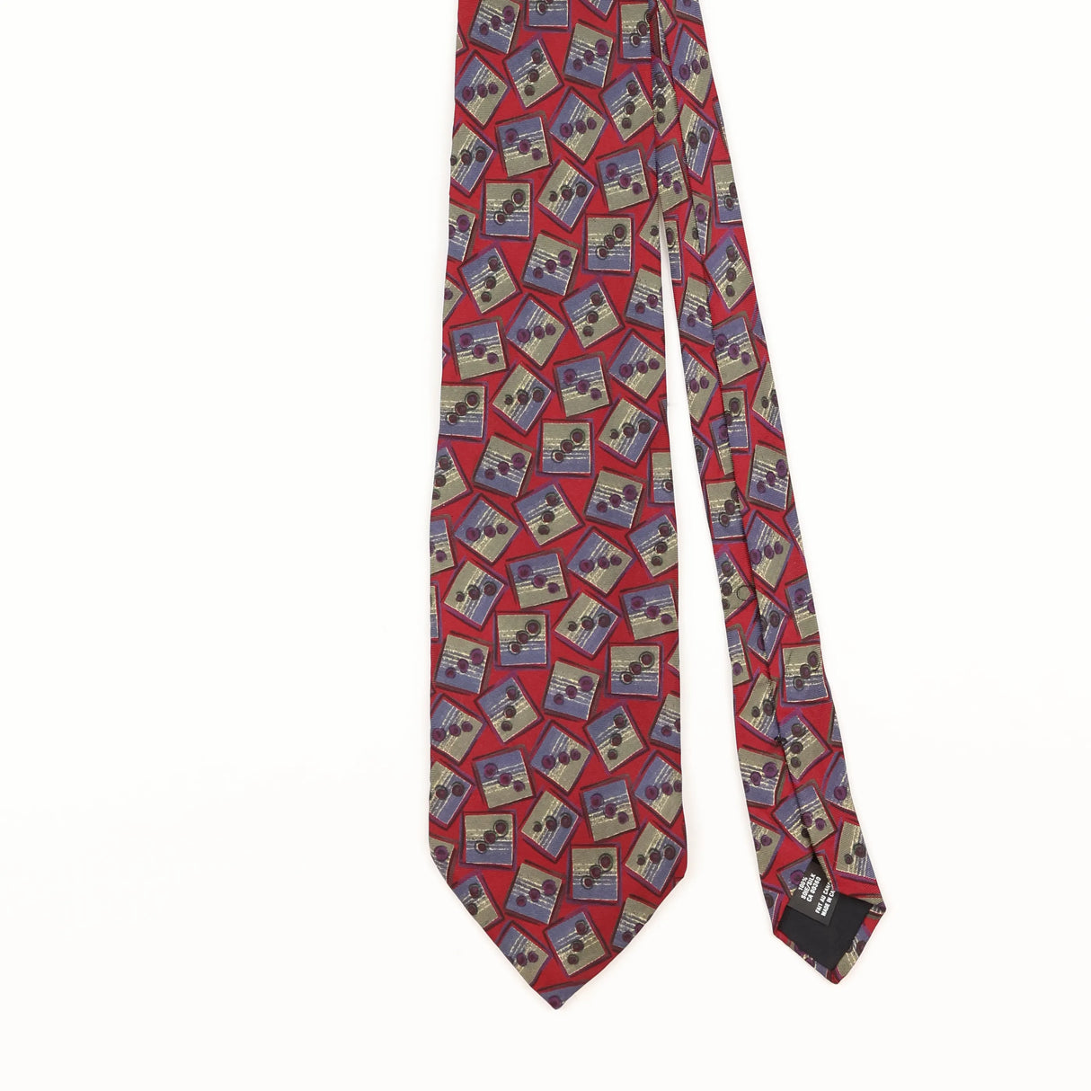 Front Detail of Vintage 1990's Domino Geometric Patterned Tie