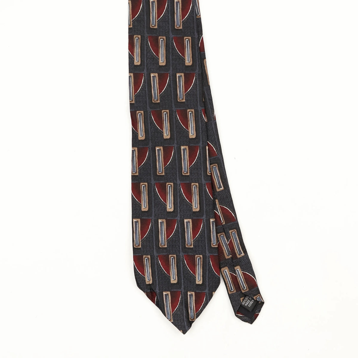 Front Front Detail of Vintage 1990's Geometric Patterned Tie