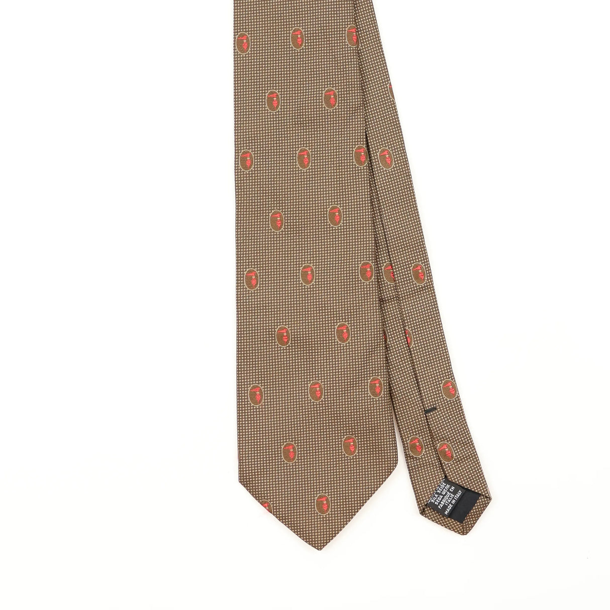 Front Detail of Vintage 1990's Trussardi Geometric Patterned Tie
