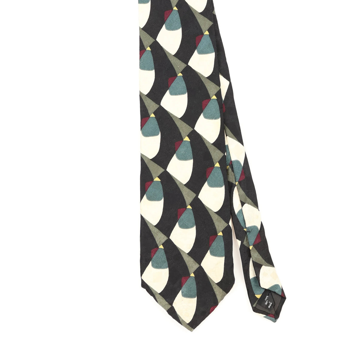 Front Front Detail of Vintage 1990's Mulberry Geometric Patterned Tie