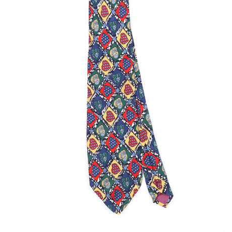 Front Front Detail of Vintage 1990's Addiction Hearts Geometric Patterned Tie