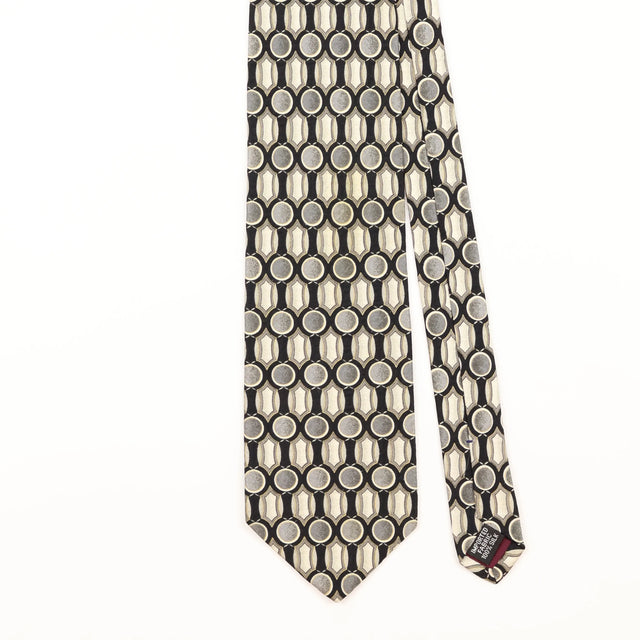 Front Detail of Vintage 1990's Geoffrey Beene Geometric Patterned Tie