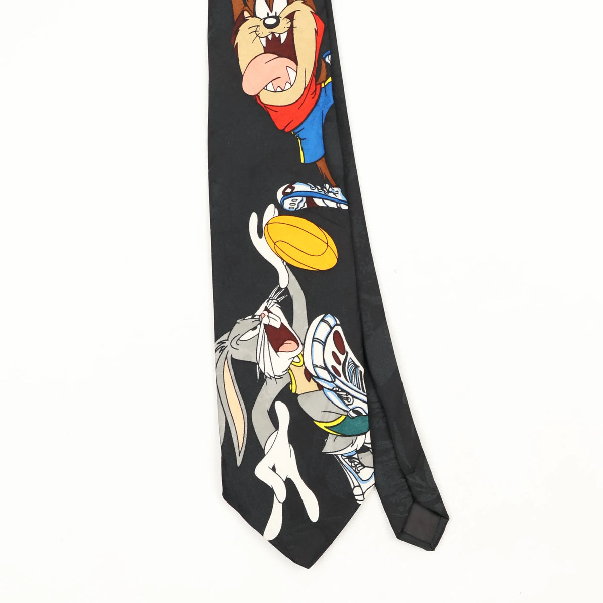 Front Front Detail of Vintage Looney Tunes Bugs Bunny Cartoon Patterned Tie