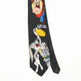 Front Front Detail of Vintage Looney Tunes Bugs Bunny Cartoon Patterned Tie