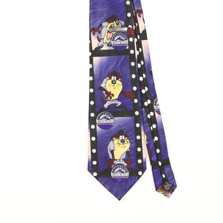 Front Detail of Vintage 1990's Surrey Colorado Rockies Taz Cartoon Patterned Tie