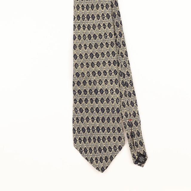 Front Detail of Vintage 1990's Henry Grethel Geometric Patterned Tie