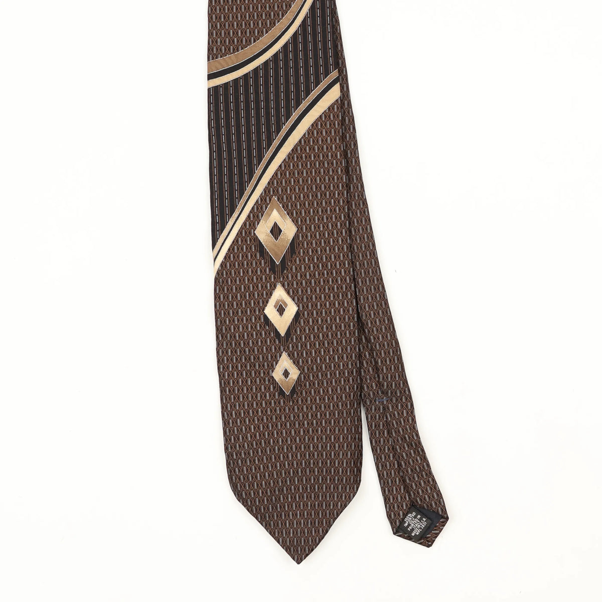 Front Front Detail of Vintage 1990's Geometric Patterned Tie