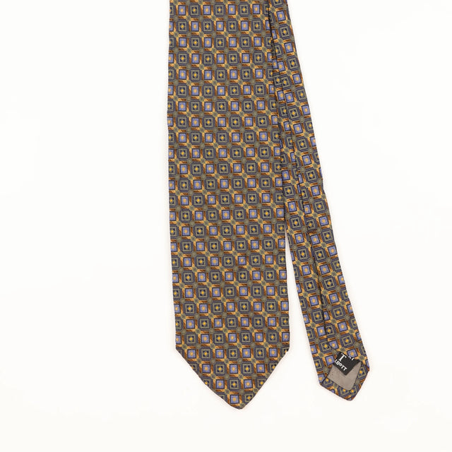 Front Detail of Vintage 1990's Robert Talbott Geometric Patterned Tie