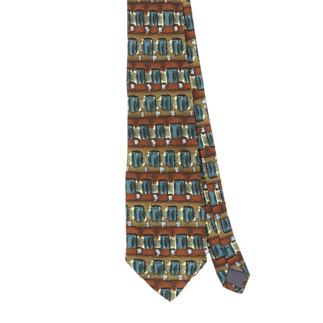 Front Front Detail of Vintage 1990's Jerry Garcia Overseeing The Desert Geometric Patterned Tie