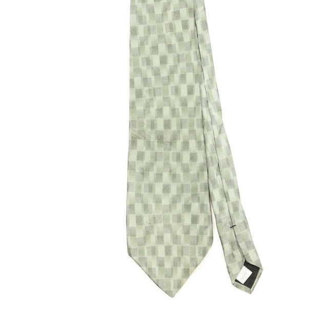 Front Front Detail of Vintage 1990's Pierre Cardin Check Patterned Tie
