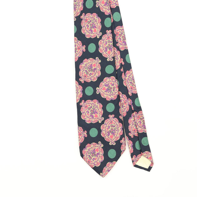 Front Front Detail of Vintage 1990's Pierre Balmain Floral Patterned Tie