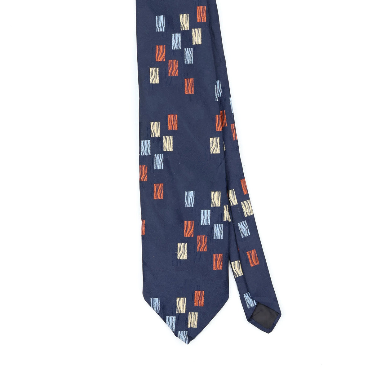 Front Front Detail of Vintage 1980's Squares Geometric Patterned Tie