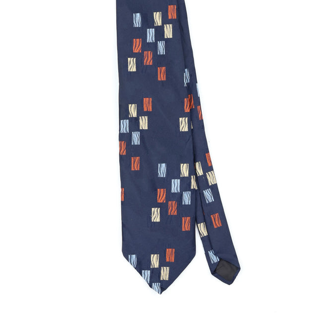 Front Front Detail of Vintage 1980's Squares Geometric Patterned Tie