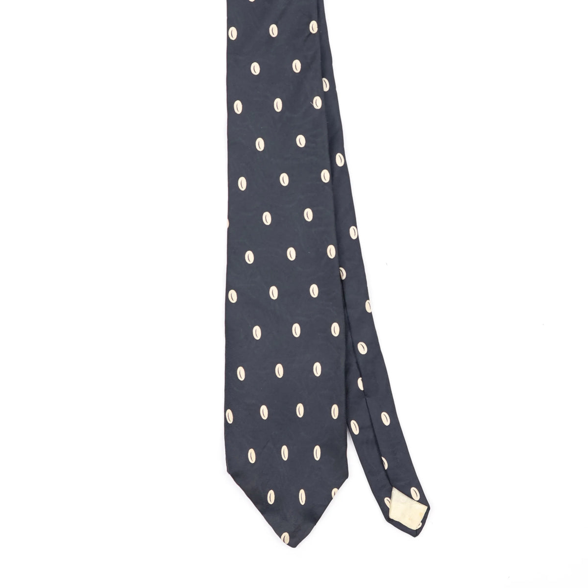 Front Front Detail of Vintage 1990's Pierre Cardin Foulard Ovals Geometric Patterned Tie