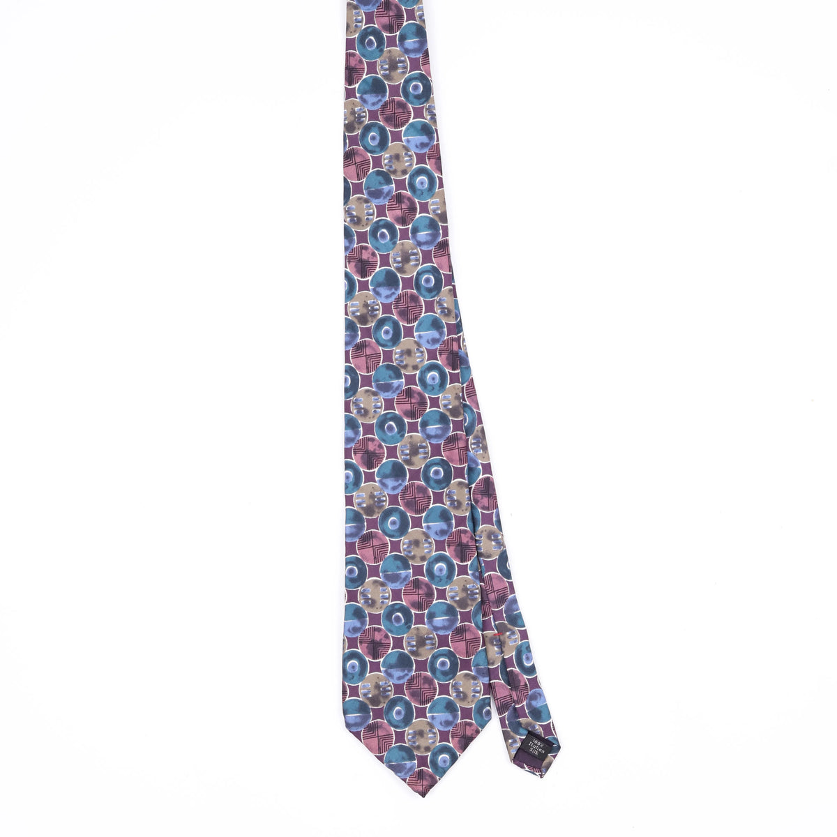 Front Front of Vintage 1990's Henry Grethel Circles Geometric Patterned Tie
