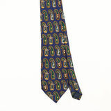 Front Front Detail of Vintage 1990's Looney Tunes Bugs Bunny Paisley Patterned Tie