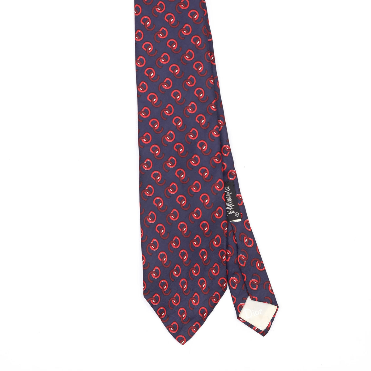 Front Front Detail of Vintage 1980's Christian Dior Links Geometric Patterned Tie
