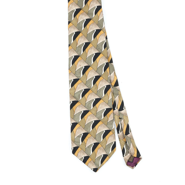 Front Front Detail of Vintage 1990's Geometric Patterned Tie
