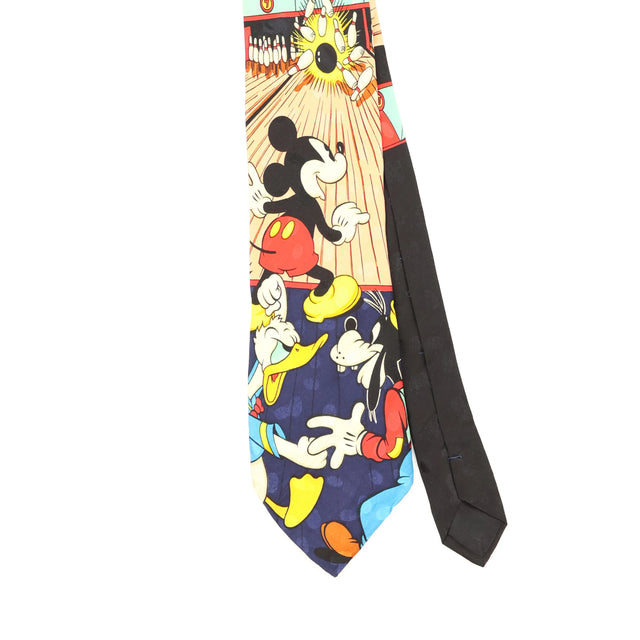 Front Front Detail of Vintage 1990's Mickey Bowling Cartoon Patterned Tie