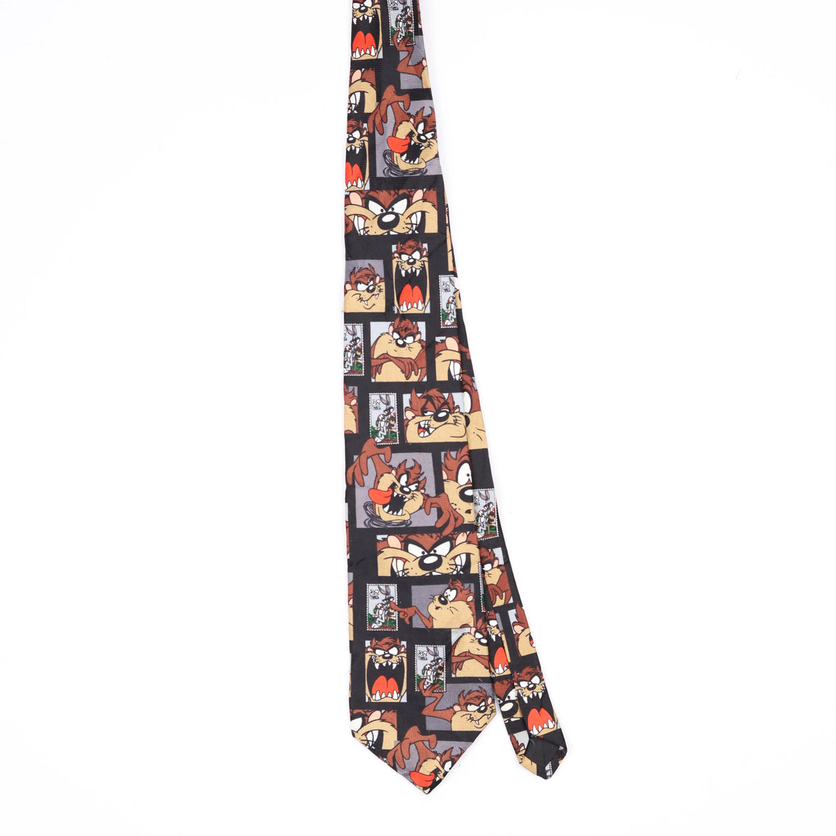 Front Front of Vintage 1990's Looney Tunes Taz Cartoon Patterned Tie