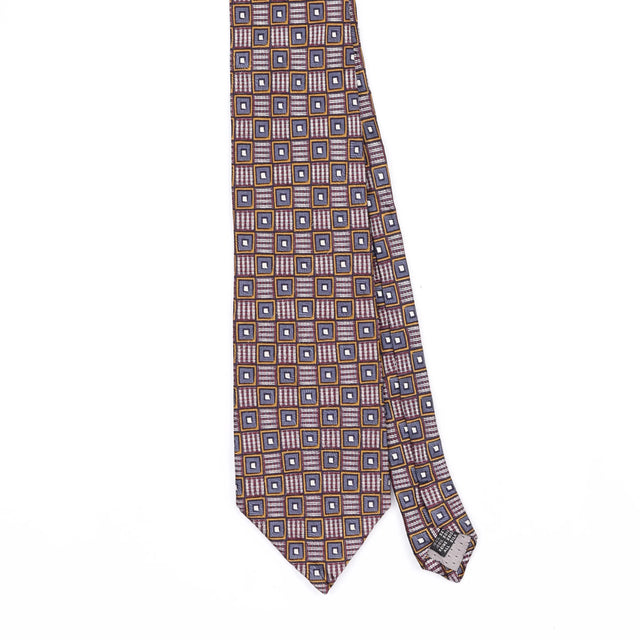 Front Front Detail of Vintage 1990's Squares Geometric Patterned Tie
