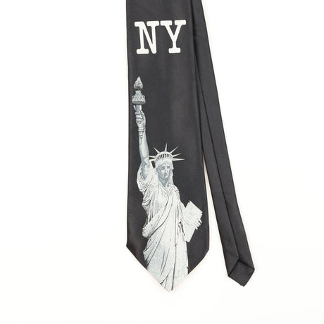 Front Detail of Vintage 1990's Rene Chagal I Love NY Cartoon Patterned Tie