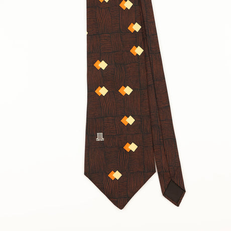 Front Detail of Vintage 1980's Lanvin Geometric Patterned Tie