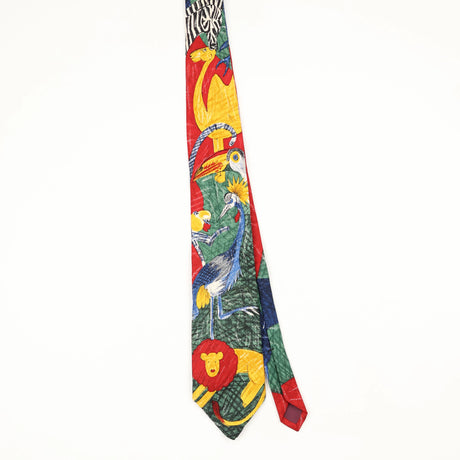 Front Front of Vintage 1990's WWF Animal Print Patterned Tie