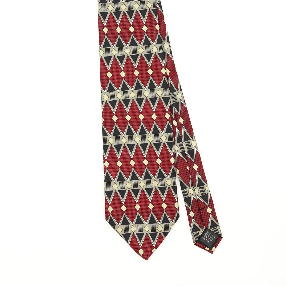 Front Front Detail of Vintage 1990's Geometric Patterned Tie